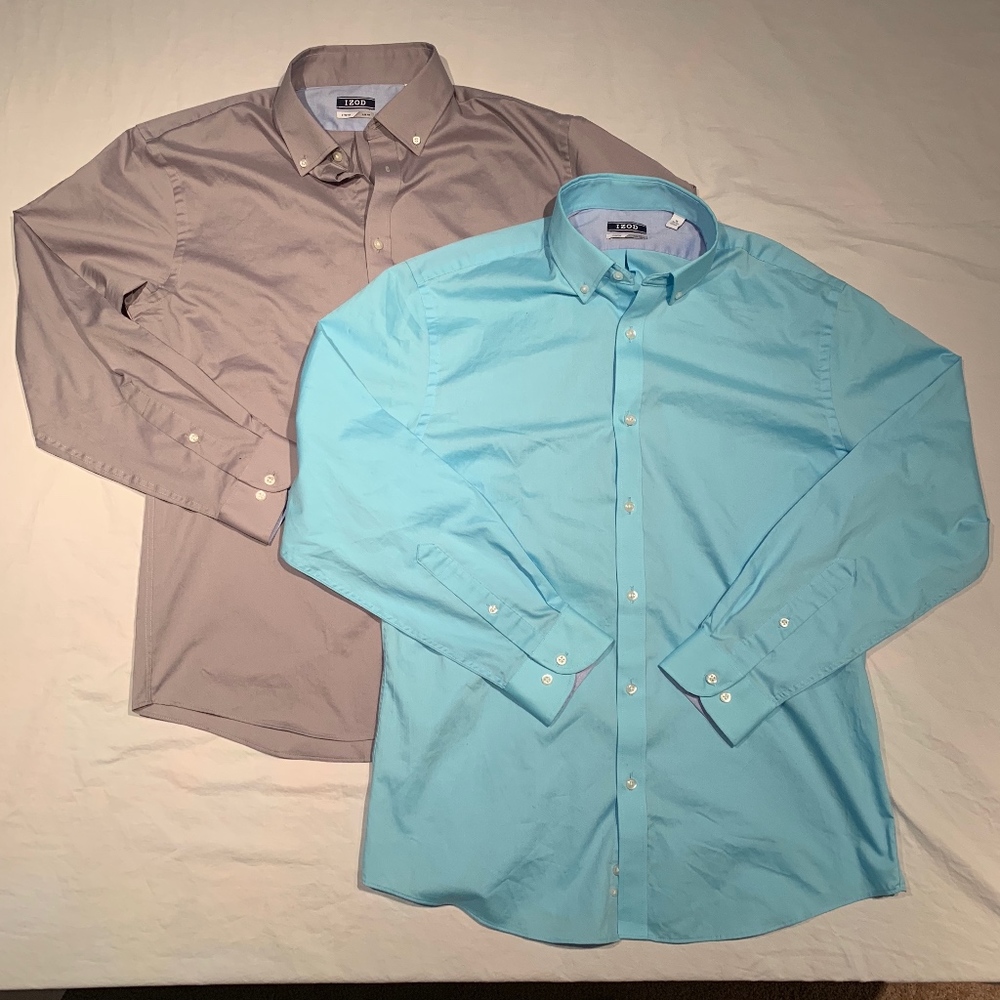 Two Izod slim fit button-down